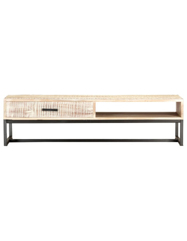 Tavolino da Caffè Bianco 117x50x30 cm Legno Massello di Acacia