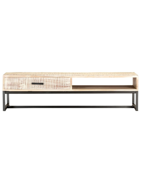 Tavolino da Caffè Bianco 117x50x30 cm Legno Massello di Acacia