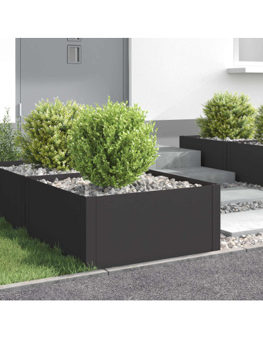 Bordura per Prato 4 pcs 60 x 60 x 35 cm Acciaio Nero