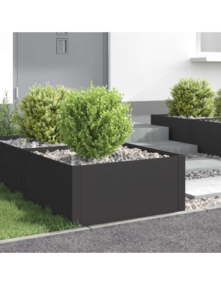 Bordura per Prato 4 pcs 60 x 60 x 35 cm Acciaio Nero