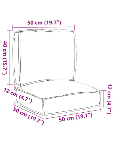 Set di Cuscini per Pallet 2 pcs Antracite Tessuto Oxford
