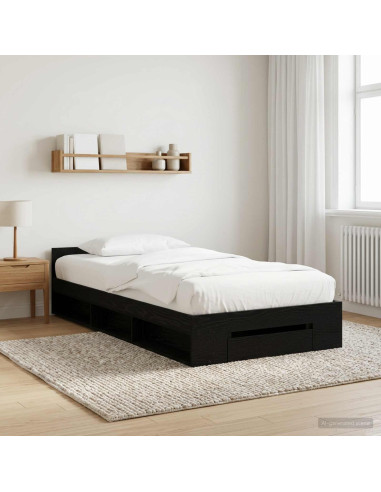 Telaio del letto con storage Rovere Nero 80 x 200 cm