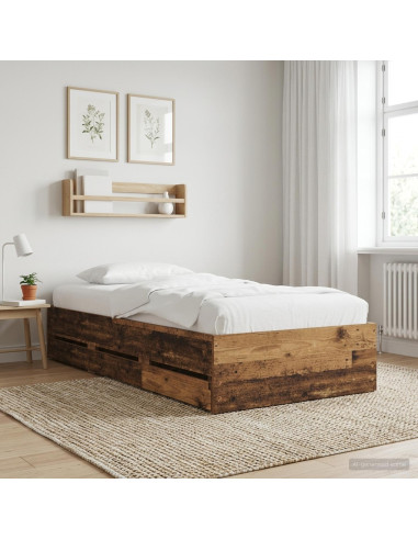 Telaio del letto con storage Legno antico 80 x 200 cm