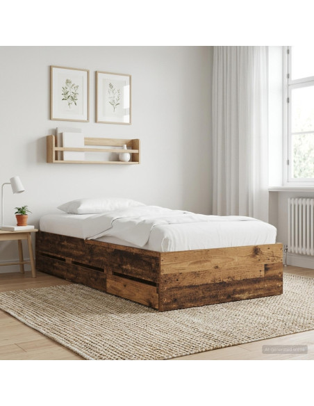 Telaio del letto con storage Legno antico 80 x 200 cm