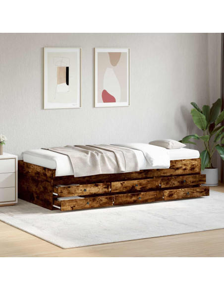 Telaio del letto con storage Rovere Fumo 80 x 200 cm
