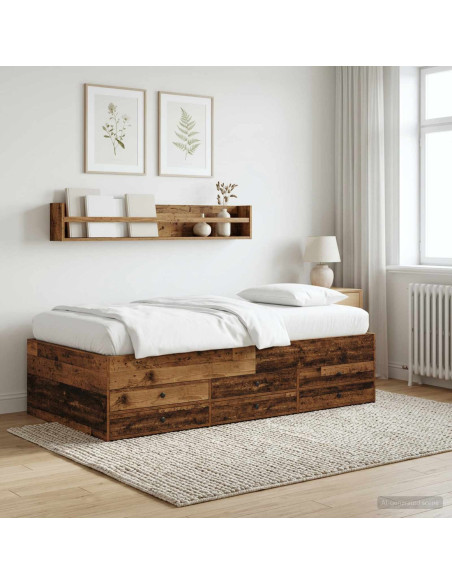Telaio del letto con storage Legno antico 80 x 200 cm