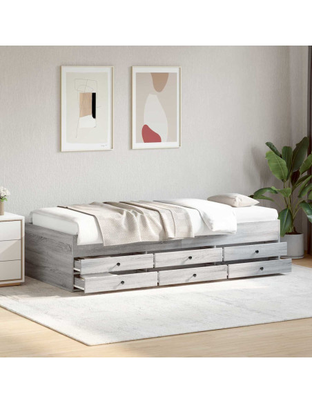 Telaio del letto con storage Sonoma grigio 80 x 200 cm