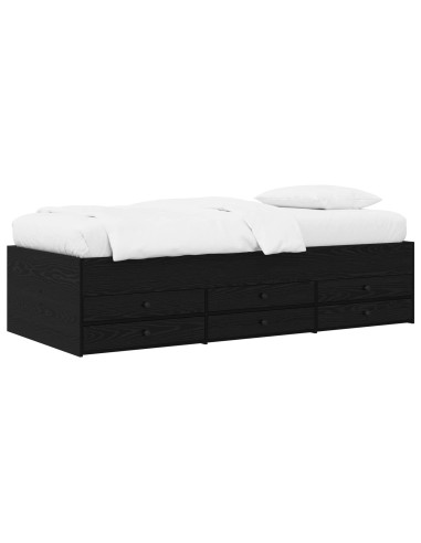 Telaio del letto con storage Rovere Nero 80 x 200 cm