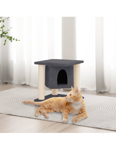 Albero per Gatti con Tiragraffi in Sisal Grigio Scuro 37 cm