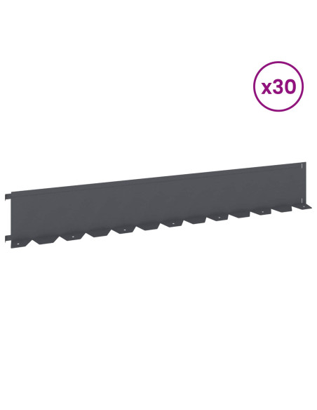 Bordura per Prato 30 pcs 102 x 15 x 4 cm Acciaio Antracite