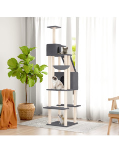 Albero per Gatti con Tiragraffi in Sisal Grigio Scuro 201 cm