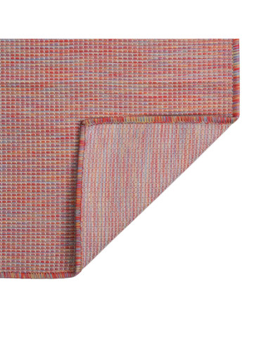 Tappeto da Esterni a Tessitura Piatta 140x200 cm Rosso