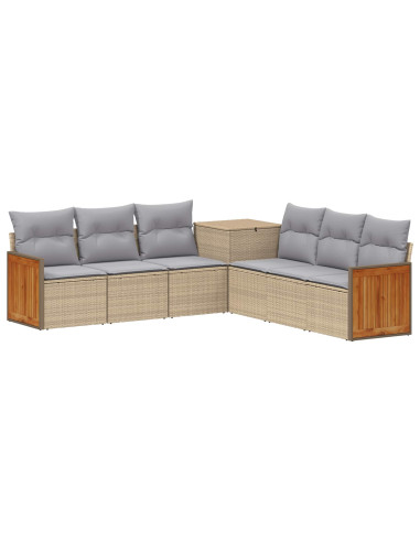 Set di divani 7 pcs Beige e Grigio Chiaro