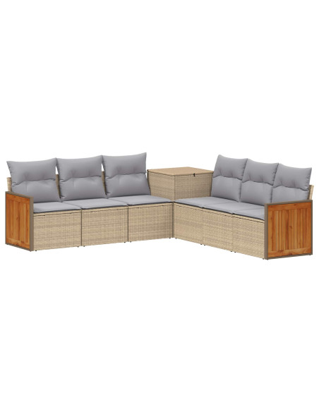 Set di divani 7 pcs Beige e Grigio Chiaro