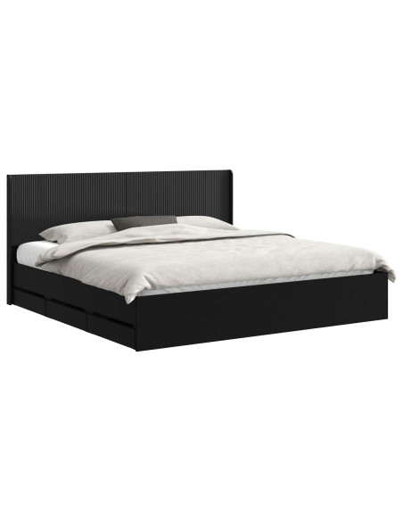 Struttura del letto con stoccaggio e testata Nero 200 x 200 cm