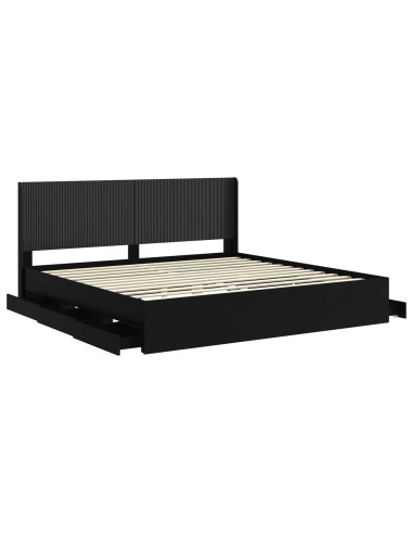 Struttura del letto con stoccaggio e testata Nero 200 x 200 cm