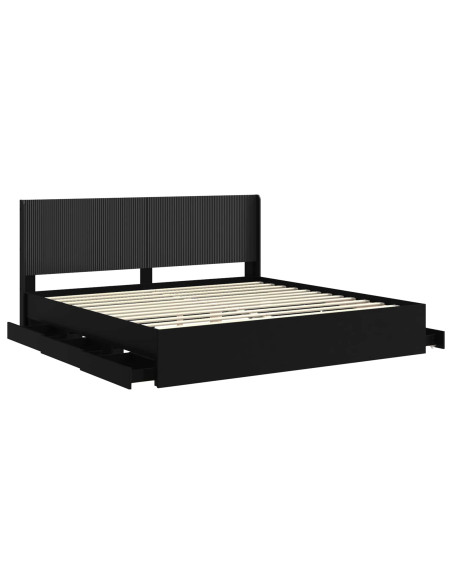 Struttura del letto con stoccaggio e testata Nero 200 x 200 cm