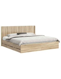 Struttura del letto con stoccaggio e testata Rovere Sonoma 2