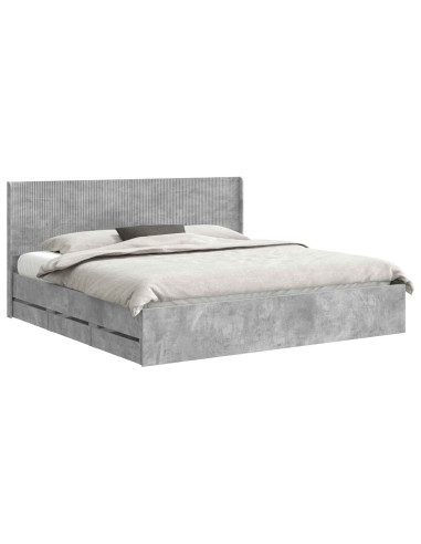 Struttura del letto con stoccaggio e testata Grigio Cemento