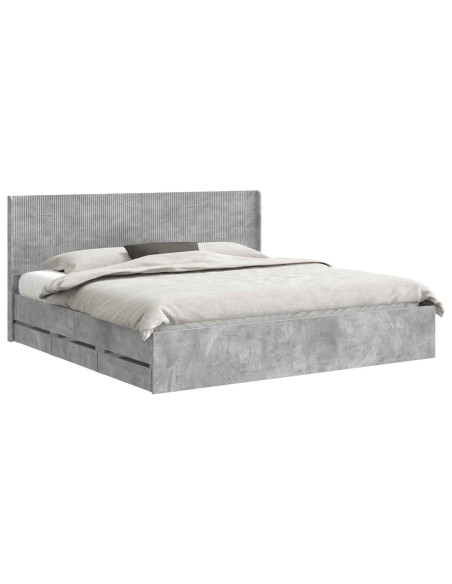 Struttura del letto con stoccaggio e testata Grigio Cemento