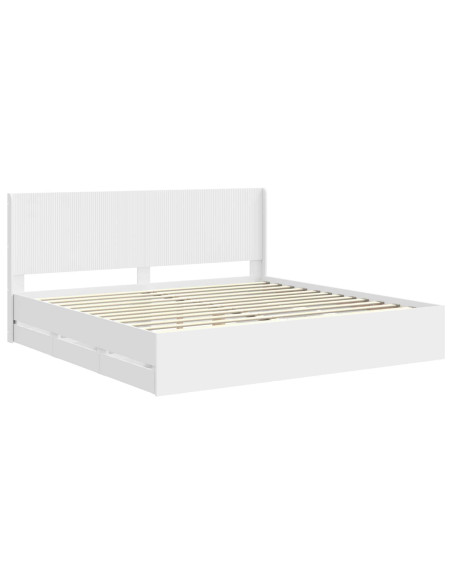Struttura del letto con stoccaggio e testata Bianco