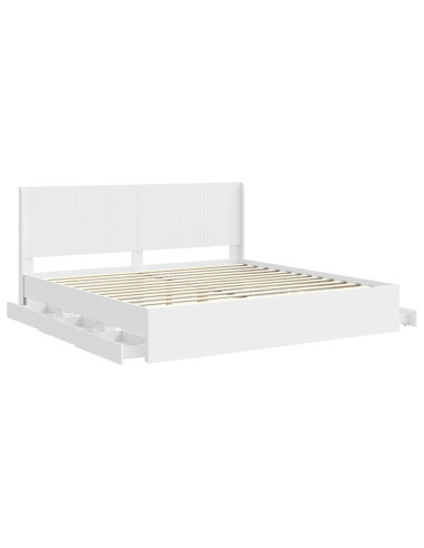 Struttura del letto con stoccaggio e testata Bianco