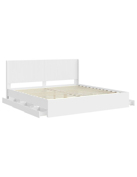 Struttura del letto con stoccaggio e testata Bianco