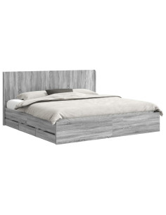 Struttura del letto con stoccaggio e testata Grigio Sonoma 2