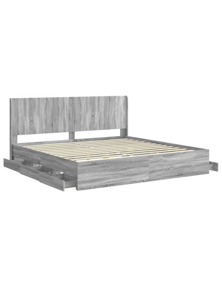 Struttura del letto con stoccaggio e testata Grigio Sonoma