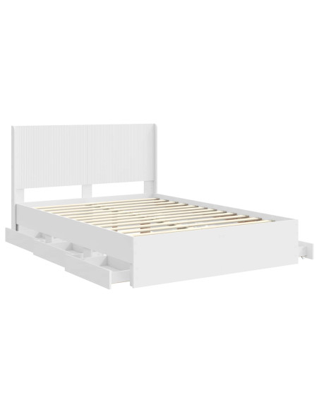 Struttura del letto con stoccaggio e testata Bianco