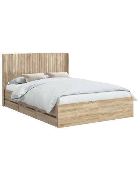 Struttura del letto con stoccaggio e testata Rovere Sonoma