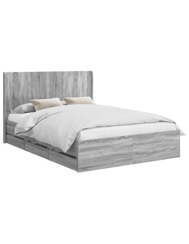 Struttura del letto con stoccaggio e testata Grigio Sonoma