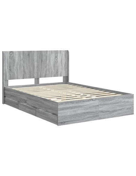 Struttura del letto con stoccaggio e testata Grigio Sonoma