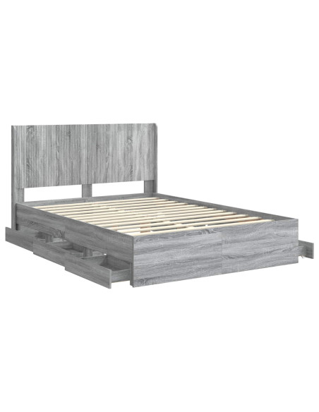 Struttura del letto con stoccaggio e testata Grigio Sonoma
