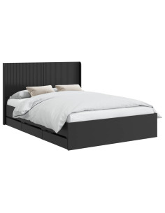 Struttura del letto con stoccaggio e testata Nero 150 x 200 cm 2