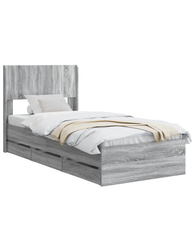 Struttura del letto con stoccaggio e testata Grigio Sonoma