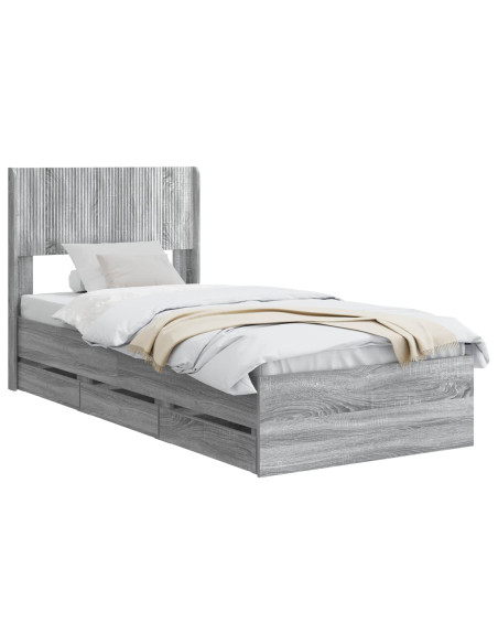 Struttura del letto con stoccaggio e testata Grigio Sonoma