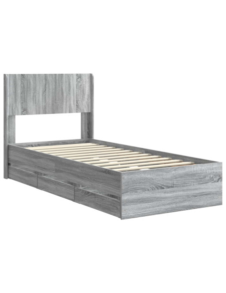 Struttura del letto con stoccaggio e testata Grigio Sonoma