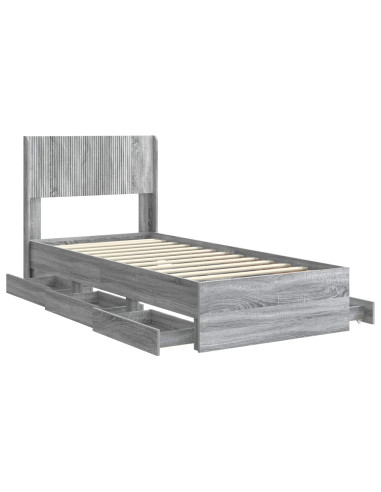 Struttura del letto con stoccaggio e testata Grigio Sonoma