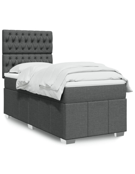 Giroletto a Molle con Materasso Grigio Scuro 80x200 cm Tessuto