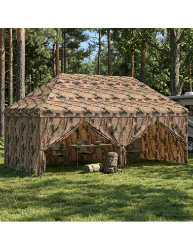 Gazebo Pop-up con 4 Pareti 3 x 6 m Mimetico Foresta