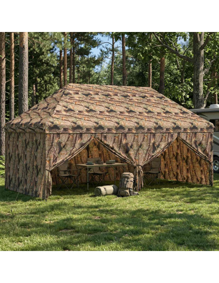 Gazebo Pop-up con 4 Pareti 3 x 6 m Mimetico Foresta
