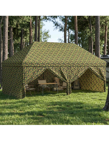 Tendone con 4 Pareti Laterali 2,9 x 5,8 m Camouflage Militare