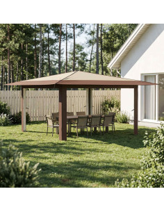 Gazebo senza Parete Laterale 4 x 4 m Crema e Marrone