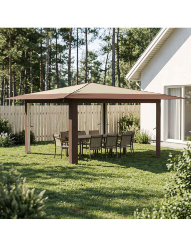 Gazebo senza Parete Laterale 4 x 4 m Crema e Marrone