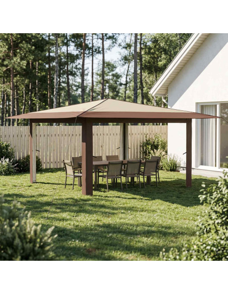 Gazebo senza Parete Laterale 4 x 4 m Crema e Marrone