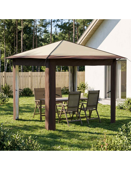 Gazebo senza Parete 2,6 x 2,6 m Crema e Marrone