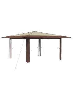 Gazebo senza Parete Laterale 4 x 4 m Crema e Marrone 2
