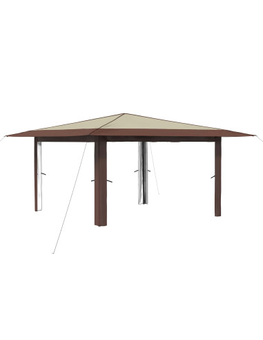 Gazebo senza Parete Laterale 4 x 4 m Crema e Marrone