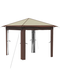 Gazebo senza Parete 2,6 x 2,6 m Crema e Marrone 2
